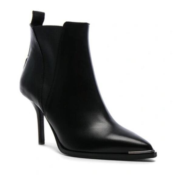 Acne Jemma Chelsea Women's Pointed Toe Leather Boots In Black Size 37 - Picture 1 of 10